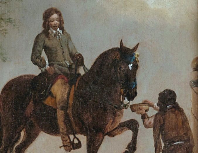 Philips Wouwerman 1619-1668 Attr.     Cavalier Dans Le Paysage Avec Mendiant  -photo-3
