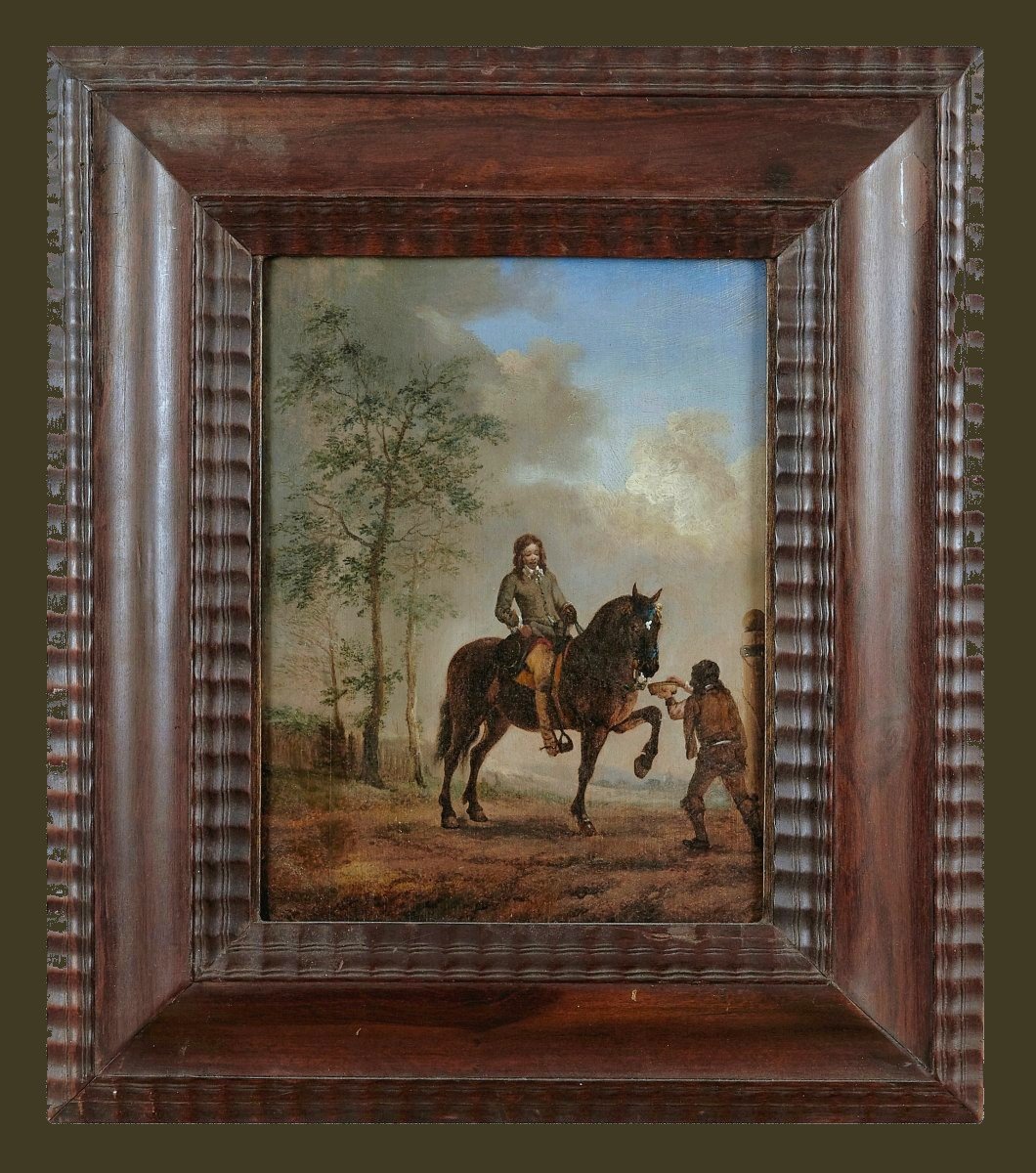 Philips Wouwerman 1619-1668 Attr.     Cavalier Dans Le Paysage Avec Mendiant  