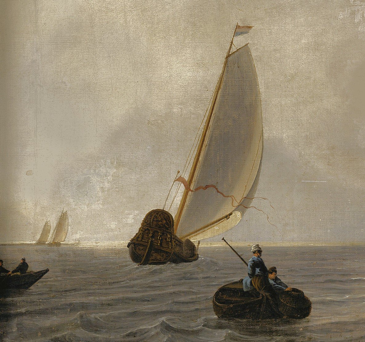 Ludolf Bakhuizen 1630-1708 entourage   Marine -  Mer Orageuse Avec Pêcheurs -photo-4