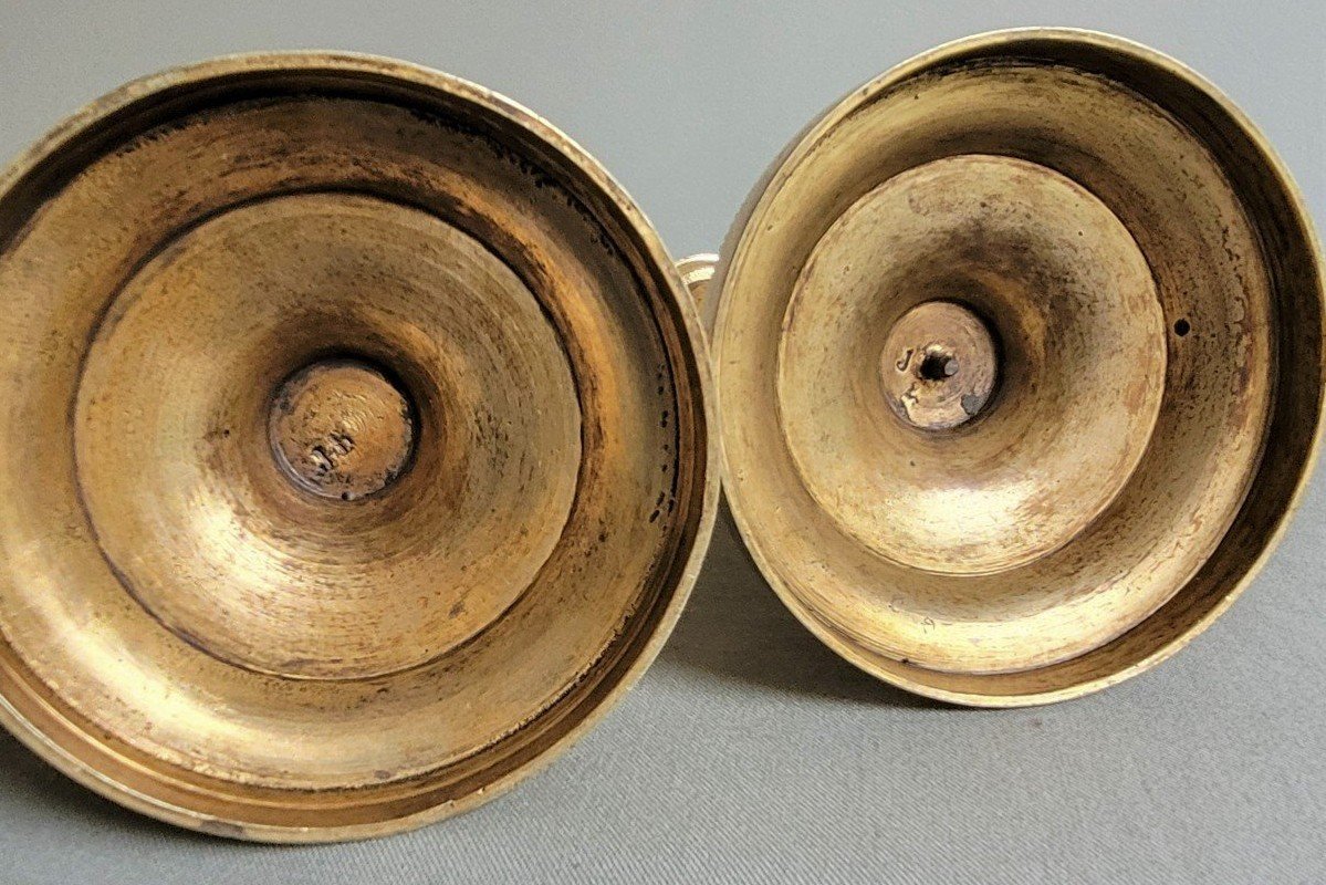 Candlesticks Louis XVI Around 1770 Stamped Jb H. 20.4 Cm, D. 9.4 Cm Brecourt Bronzier-photo-4
