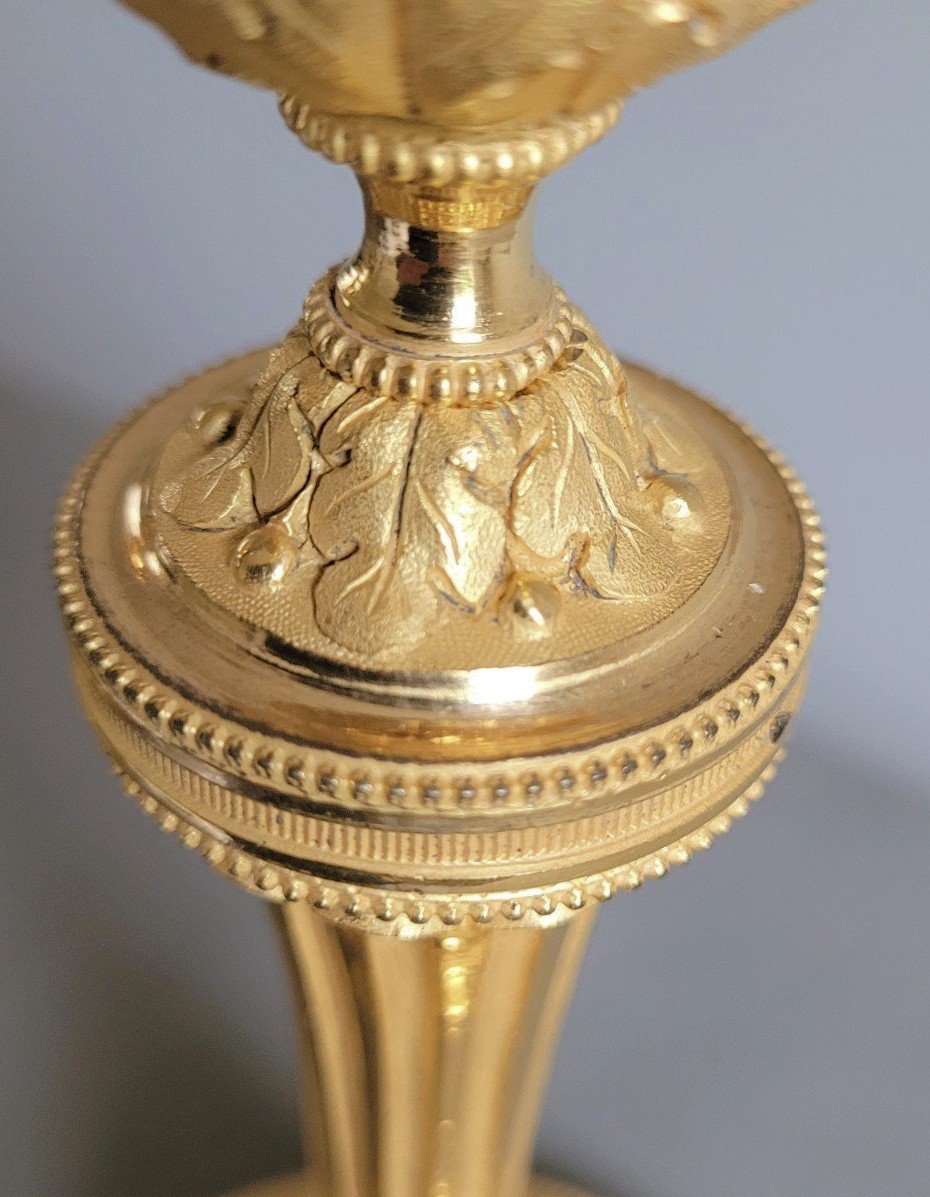 Candlesticks Louis XVI Around 1770 Stamped Jb H. 20.4 Cm, D. 9.4 Cm Brecourt Bronzier-photo-6