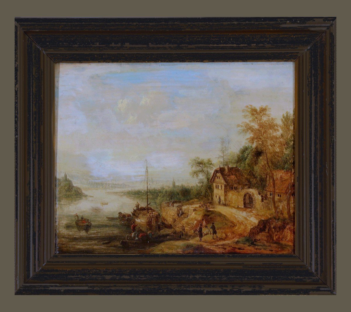 Christian Georg Schütz 1718-1791 Ideal Rhenish Landscape Oil On Copper 20.5 X 25 Cm-photo-2