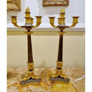 Empire Pair Candelabra Around 1810 H. 55 Cm