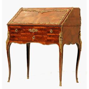 Secrétaire à Pente Louis XV Vers 1760 Estampillé A.fleury Ainsi Que Jme