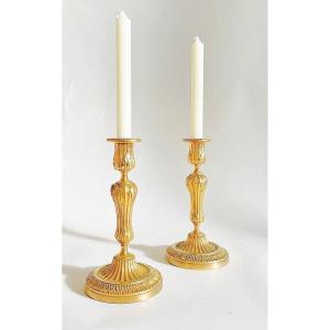 Louis XVI Candlesticks Circa 1780 H. 23 Cm, D. 12 Cm