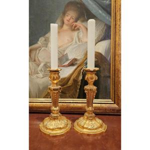 Louis XVI Candlesticks Late 18th Sh 20.5 Cm