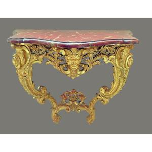 Console Around 1740 Louis XV Probably Italy Trompe-l'oeil L. 89 Cm, D. 40 Cm, H. 90 Cm 