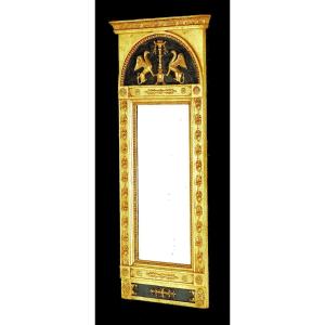 Miroir Empire Suède Stockholm Vers 1820  116 Cm X 48 Cm   Marque De La Ville De Stockholm