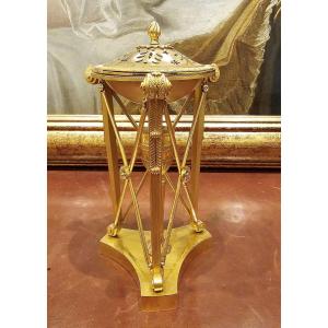 Brule Parfum  Potpourri Empire Vers 1820  Bronze Doré Au Feu   H. 17 Cm