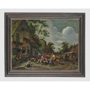 Cornelis Dusart (haarlem 1660-1704)  Une Fête De Village  Signé à Gauche Cor Dusart 