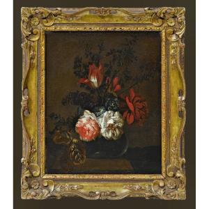 Willem Grasdorp 1678-1723  Nature Morte Aux Fleurs Dans Un Vase De Verre  Expertise Dr. Meijer