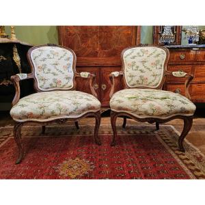 Two Louis XV Armchairs Circa 1750  