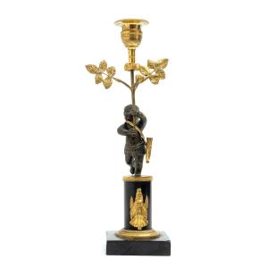 Candlestick Candelabra Allegory America Sweden Empire Circa 1800 H. 30 Cm 