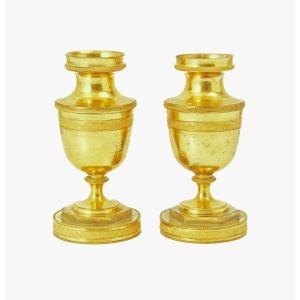 Empire Candlesticks Circa 1810 H.14 Cm 