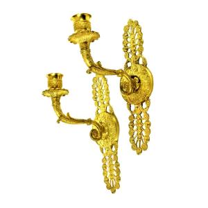 Appliques Empire vers 1820  H. 25 cm, L. 14,5 cm  