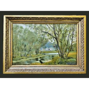 Stanislas Lepine 1835 - 1892 Wood At Moudon, 1891 - Expertise: René Millet, Paris.