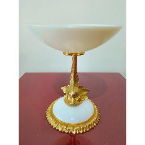 Tazza Empire Opaline Glass Bowl, Circa 1820. Height: 15.5 Cm. Diameter: 13 Cm Or 9.5 Cm. 