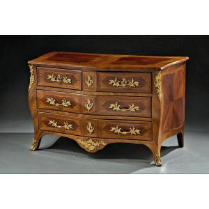 Commode Rococo Allemagne Dresde vers 1765 Louis XV H. 80 cm, L. 129 cm, P. 61 cm