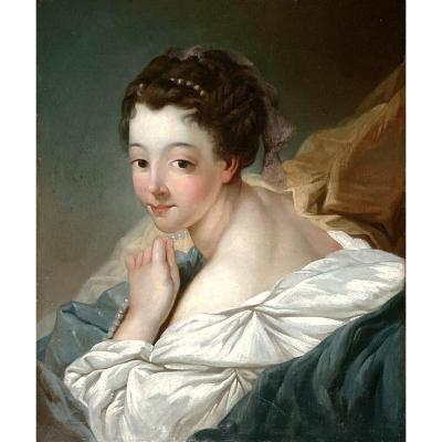 Jean-baptiste Deshays 1729-1765 Attr.   Le Collier De Perles   50 X 60 Cm