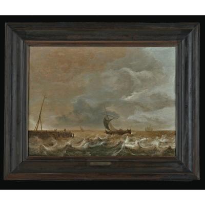 Pieter Mulier I 1615-1661  Marine La Mer Agitée  Huile Sur Bois  45 X 62 Cm 