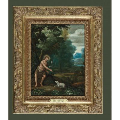 Gillis Van Coninxloo 1544-1607    Jean-baptiste    Huile Sur Cuivre  29,5 X 23 Cm Ou 44 X 37 Cm