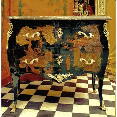 Very Important Black Lacquer Commode Japonoiserie Stamped M. Criard Louis XV Ca. 1750