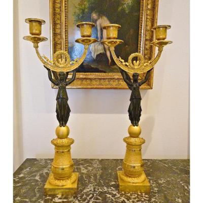 Empire Candelabra Around 1800 H. 40 Cm