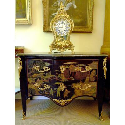 Louis XV Vernis De Coromandel Black Lacquer Commode Circa 1765 Stamped F. Rubestuck