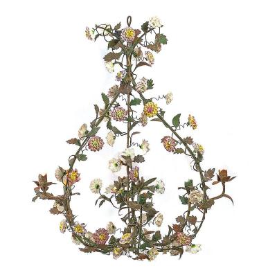 Superb Louis XV Chandelier Around 1760 Flowers In Meissen Porcelain Around 1750