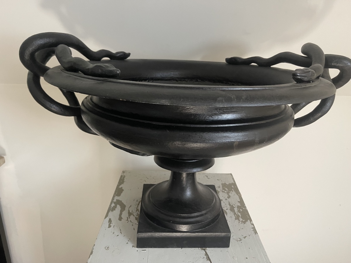 Pair Of Large Cast-iron Snake Vases. 