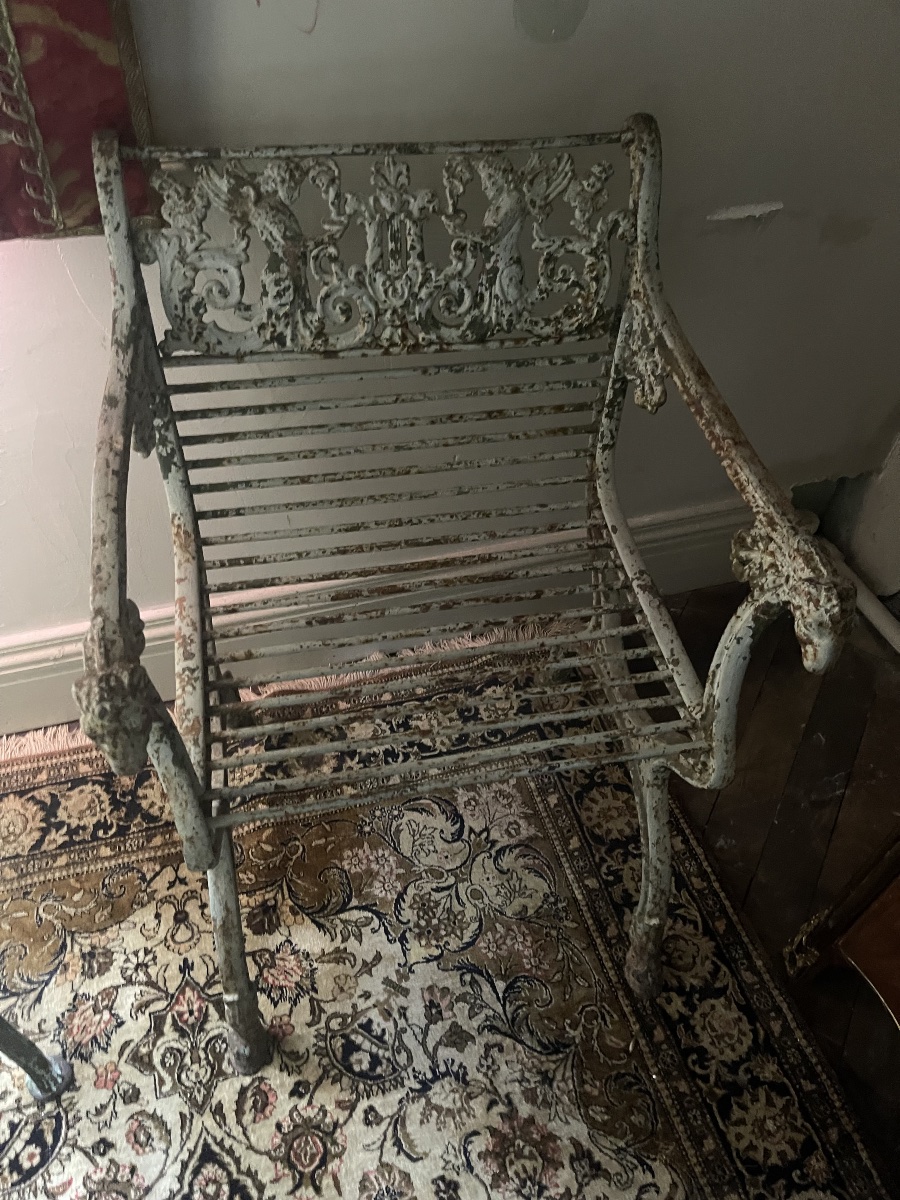 Rare Cast-iron Garden Chair; A Chair By The Same Artist 