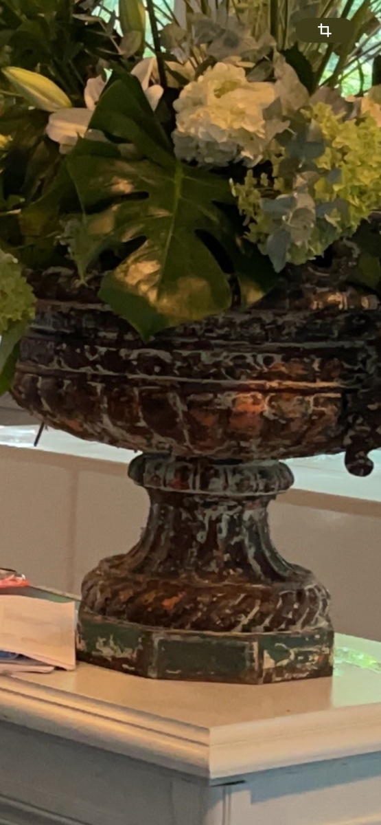 Rare pair de grands vases en fonte très belle patine-photo-4