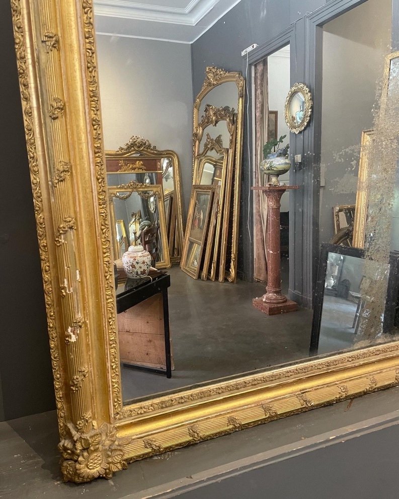 Napoleon III Gilded  Mirror 165 X 93 Cm-photo-7