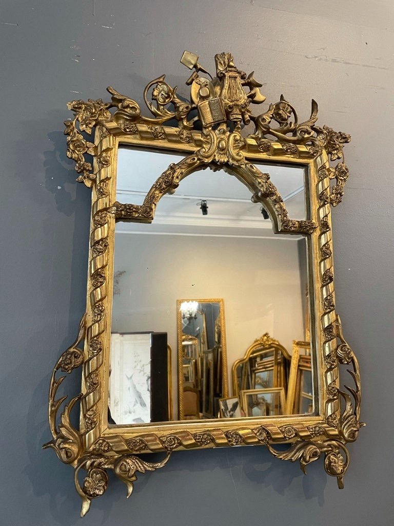 Napoleon III Mirror With Attributes Of Music And Gardening 70 X 49 Cm-photo-2