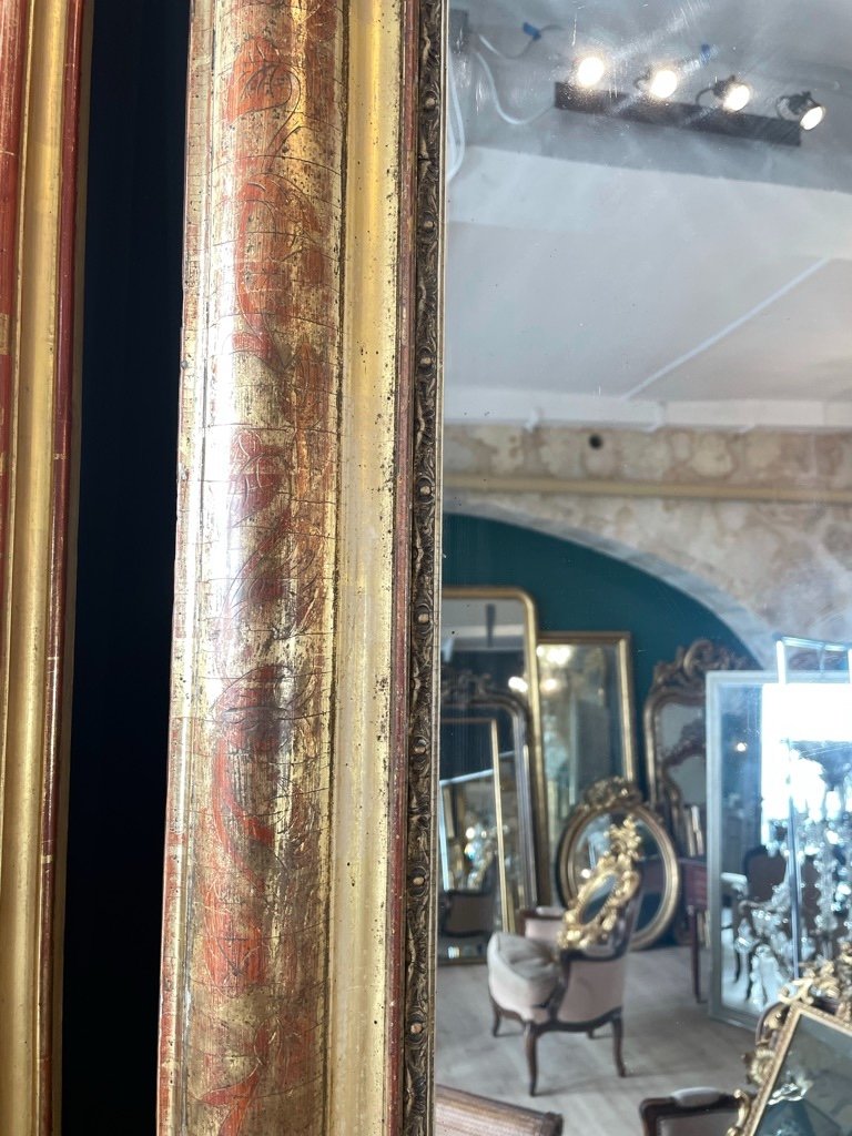 Miroir d'époque Restauration 171 X 89 Cm-photo-4