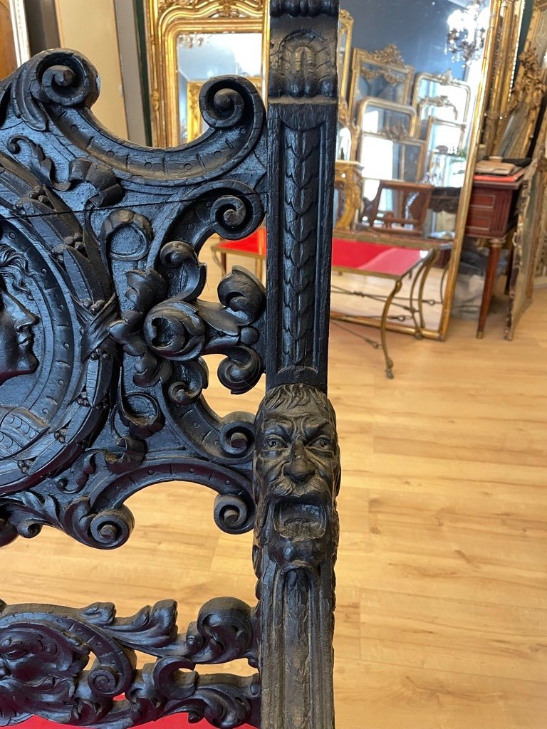 Victor Aimone: Neo Renaissance Armchair In Blackened Wood-photo-6