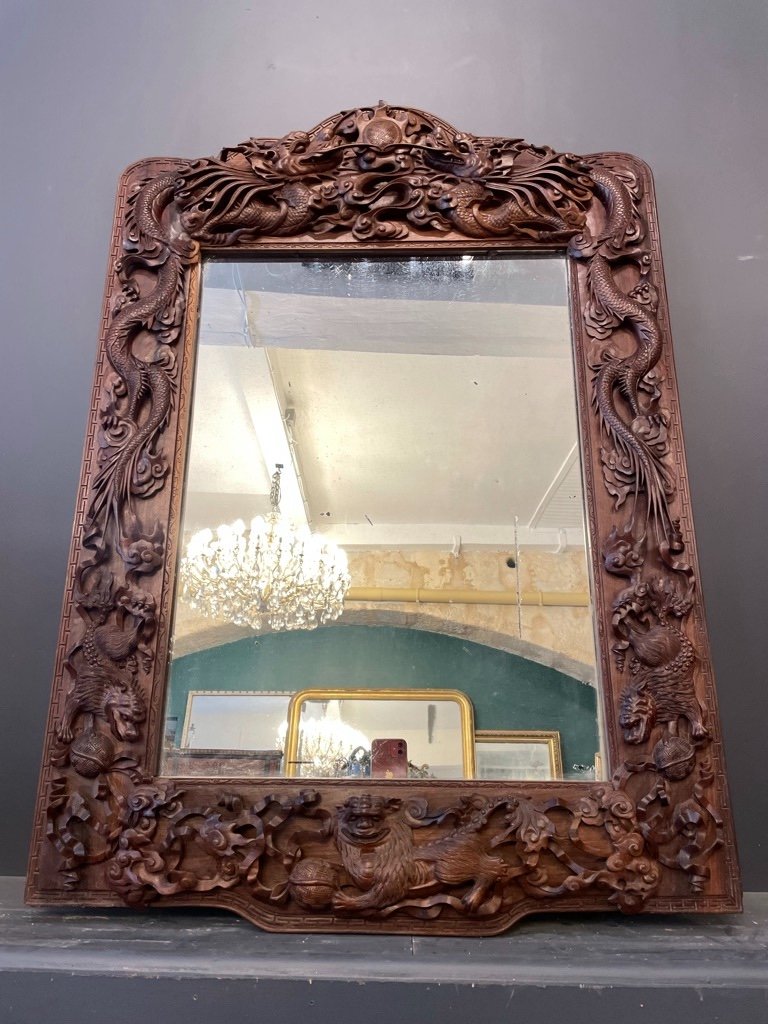Miroir Indochinois 19eme 99 X 68 Cm-photo-2