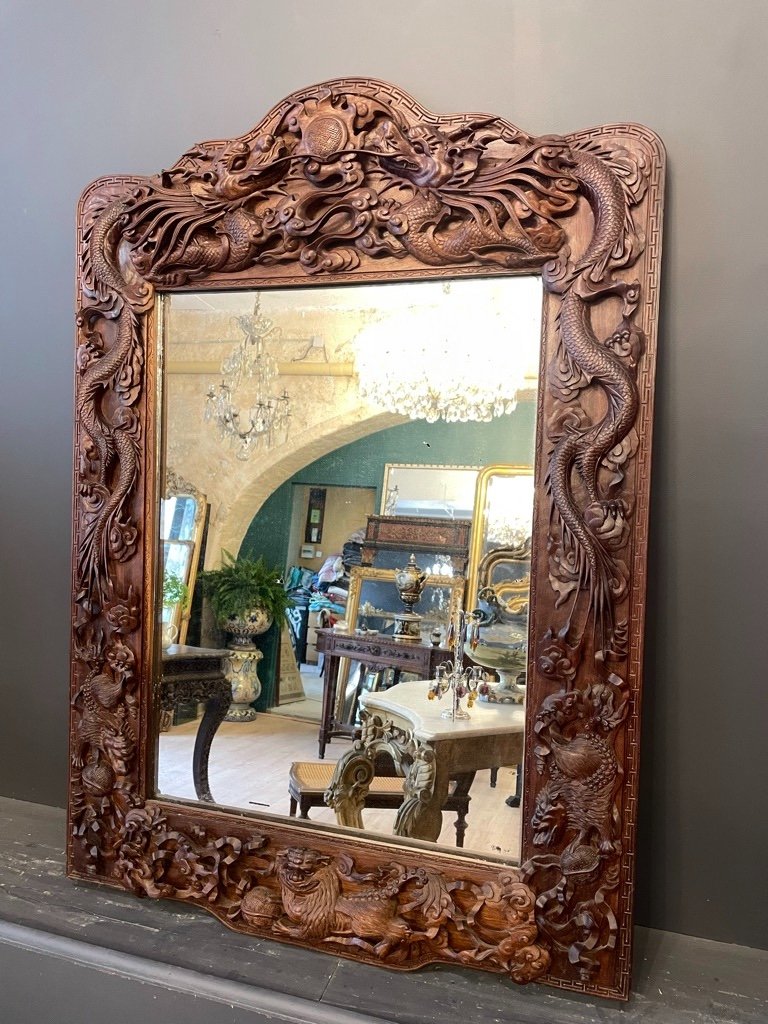 Miroir Indochinois 19eme 99 X 68 Cm-photo-3