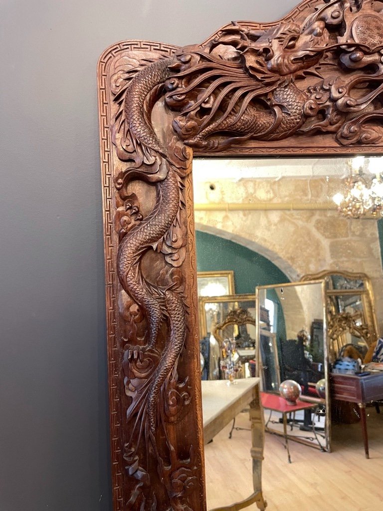 Miroir Indochinois 19eme 99 X 68 Cm-photo-5
