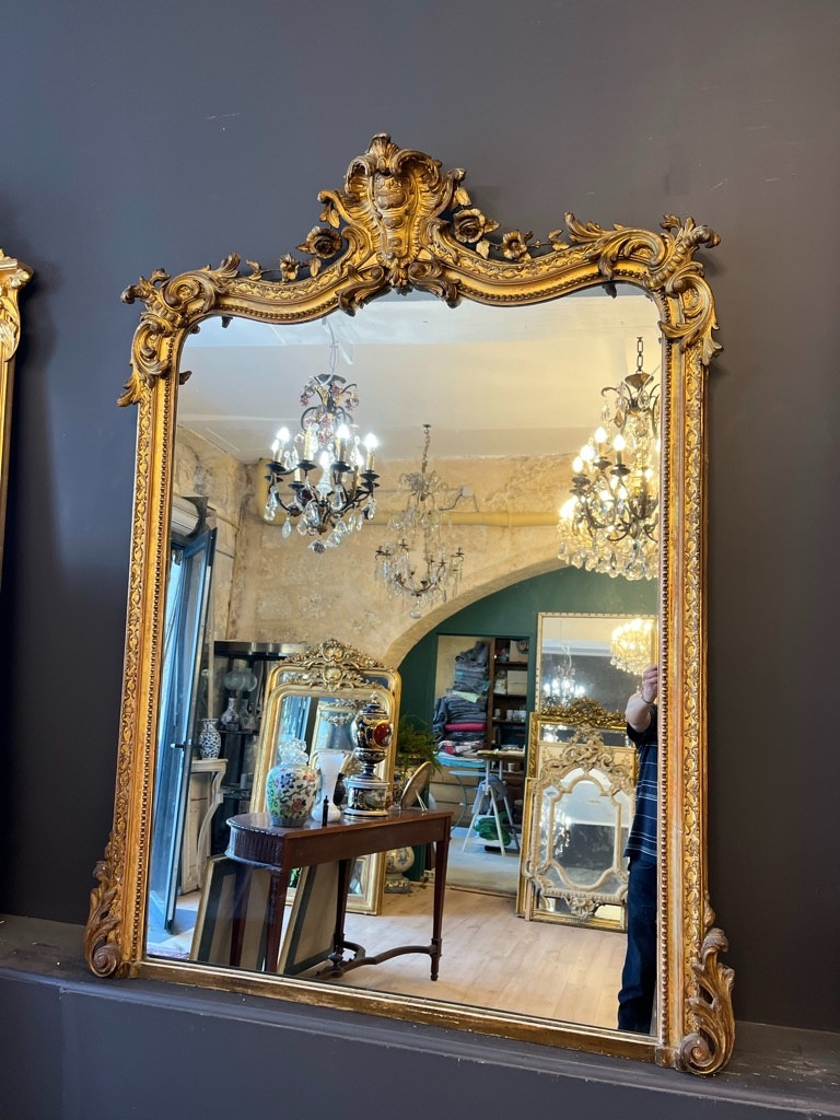 Napoleon III Rococo Style Fireplace Mirror 160 X 122 Cm-photo-2
