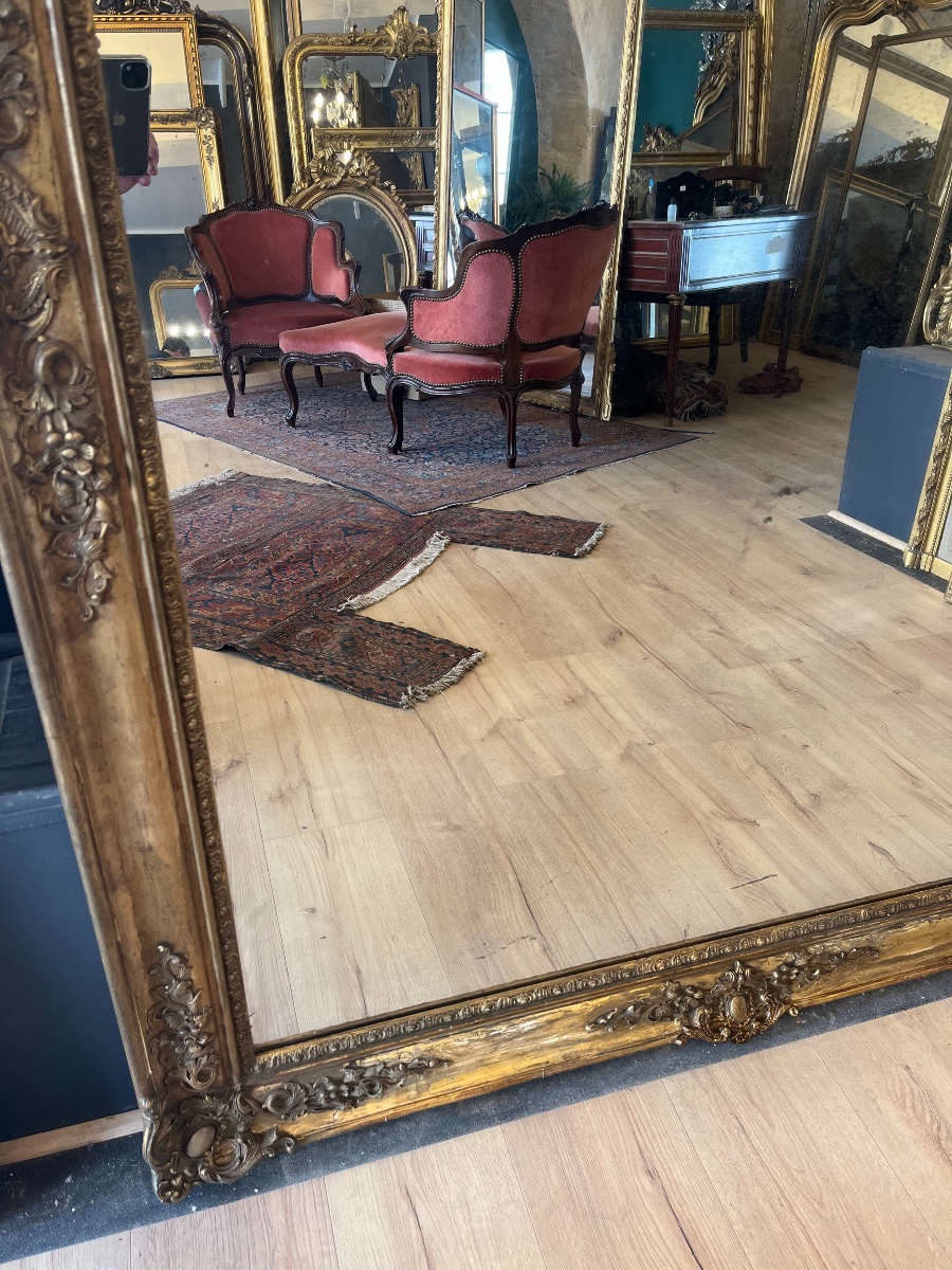 Large Charles X Gilded Mirror 178 X 131 Cm-photo-3