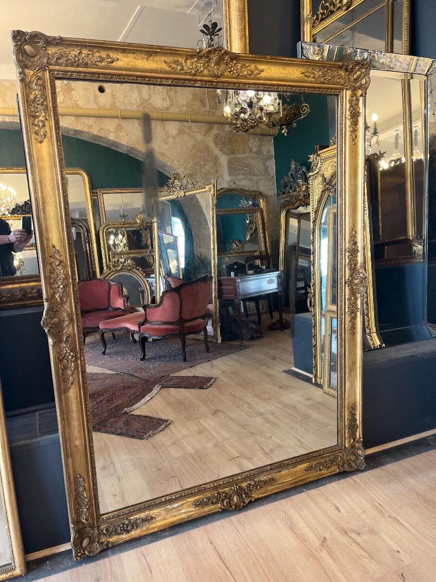 Large Charles X Gilded Mirror 178 X 131 Cm