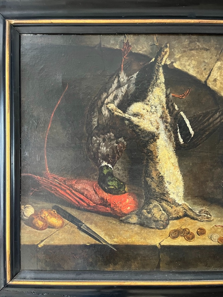 Jules De La Rochenoire (1825_1899): Still Life With Game Hst -photo-2