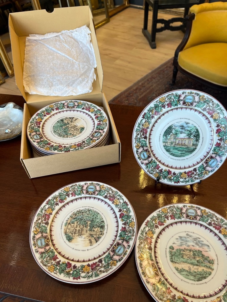 philippe Deshoulières Limoges 12 Assiettes à dessert :les châteaux Bordelais -photo-1