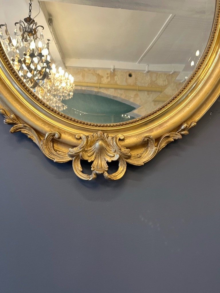 Miroir ovale 1900 au mascaron 107 X 70 CM-photo-3