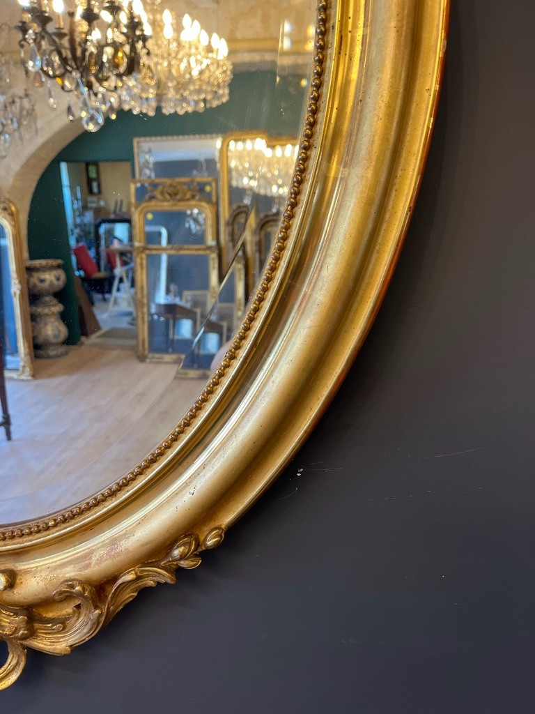 Miroir ovale 1900 au mascaron 107 X 70 CM-photo-3