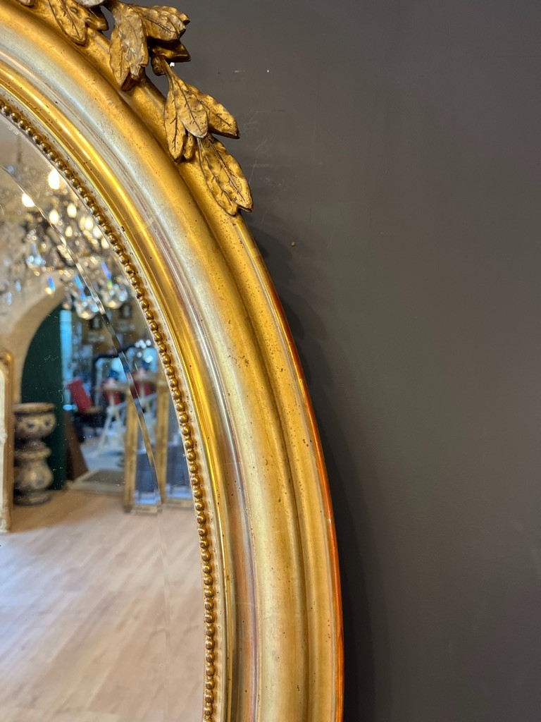 Miroir ovale 1900 au mascaron 107 X 70 CM-photo-4