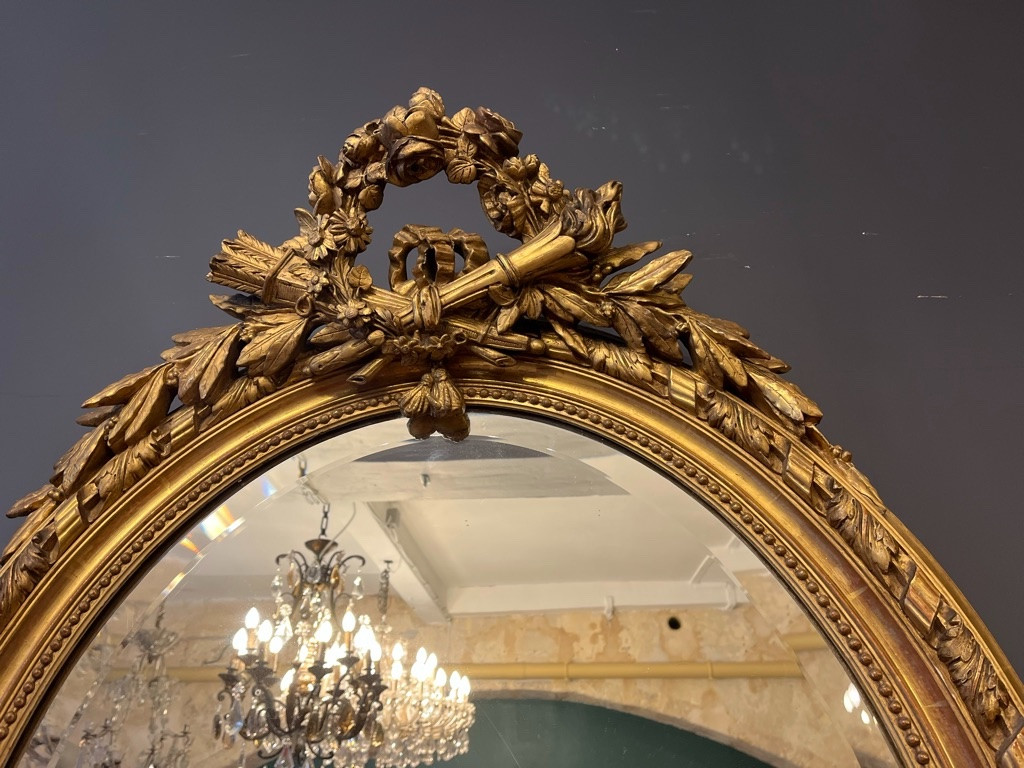 Napoleon III Oval Mirror 114 X 82 Cm-photo-2