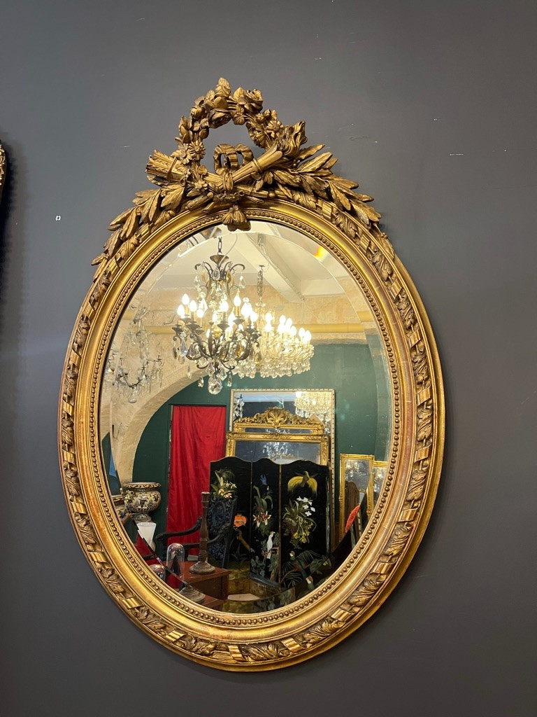 Napoleon III Oval Mirror 114 X 82 Cm-photo-5