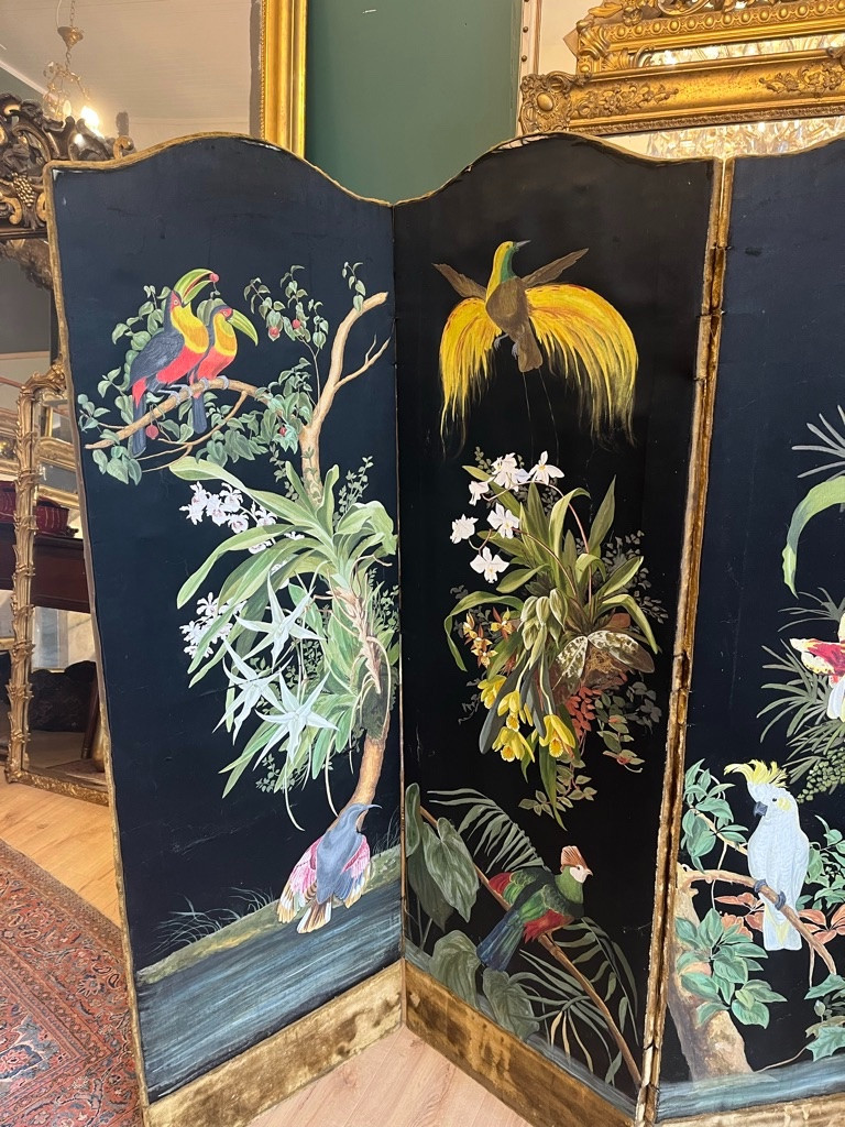 1900 Silk Screen Painted With Exotic Birds-photo-8